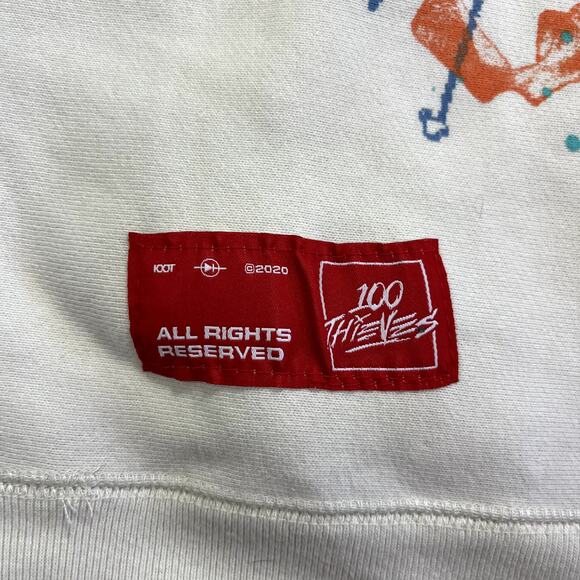 100‎ Thieves Small Embroidered No Camping Szn 2020 White Bone Pullover Hoodie - Picture 9 of 16